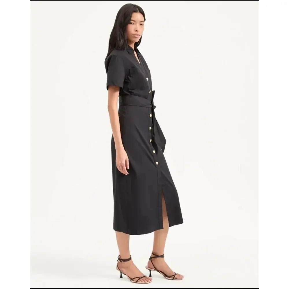 VERONICA BEARD Tabby Midi Dress Black Size 8 - Picture 2 of 13